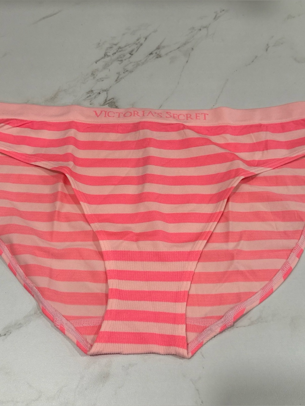 Victoria's Secret Pink & Coral Striped Bikini Brief
